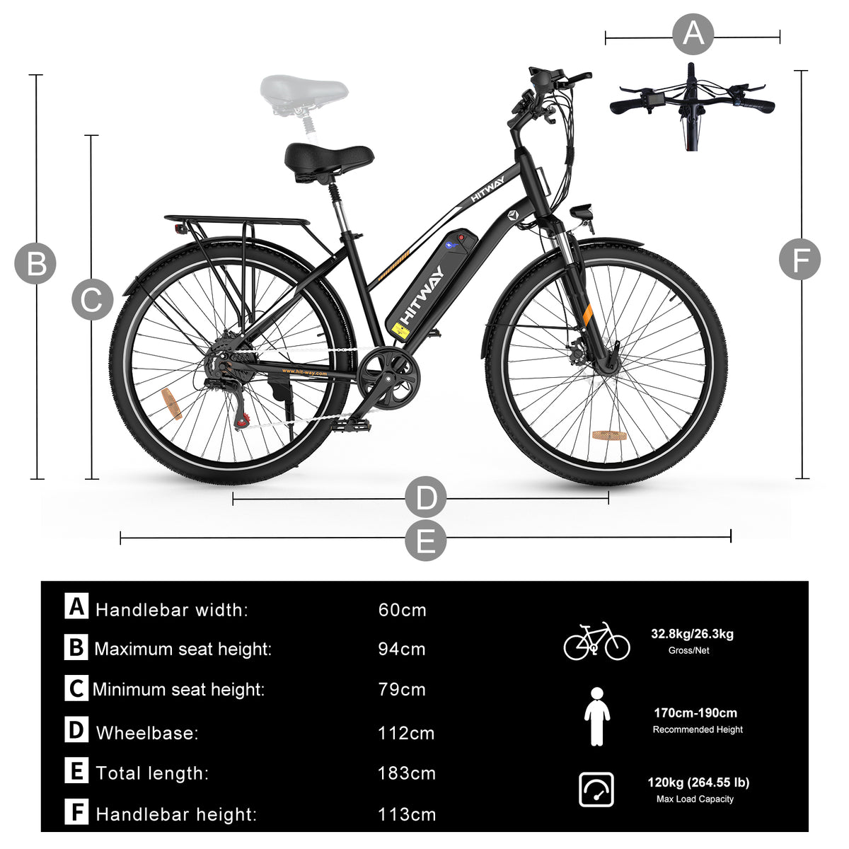 E-Bike HITWAY BK27 28" 250W Citybike
