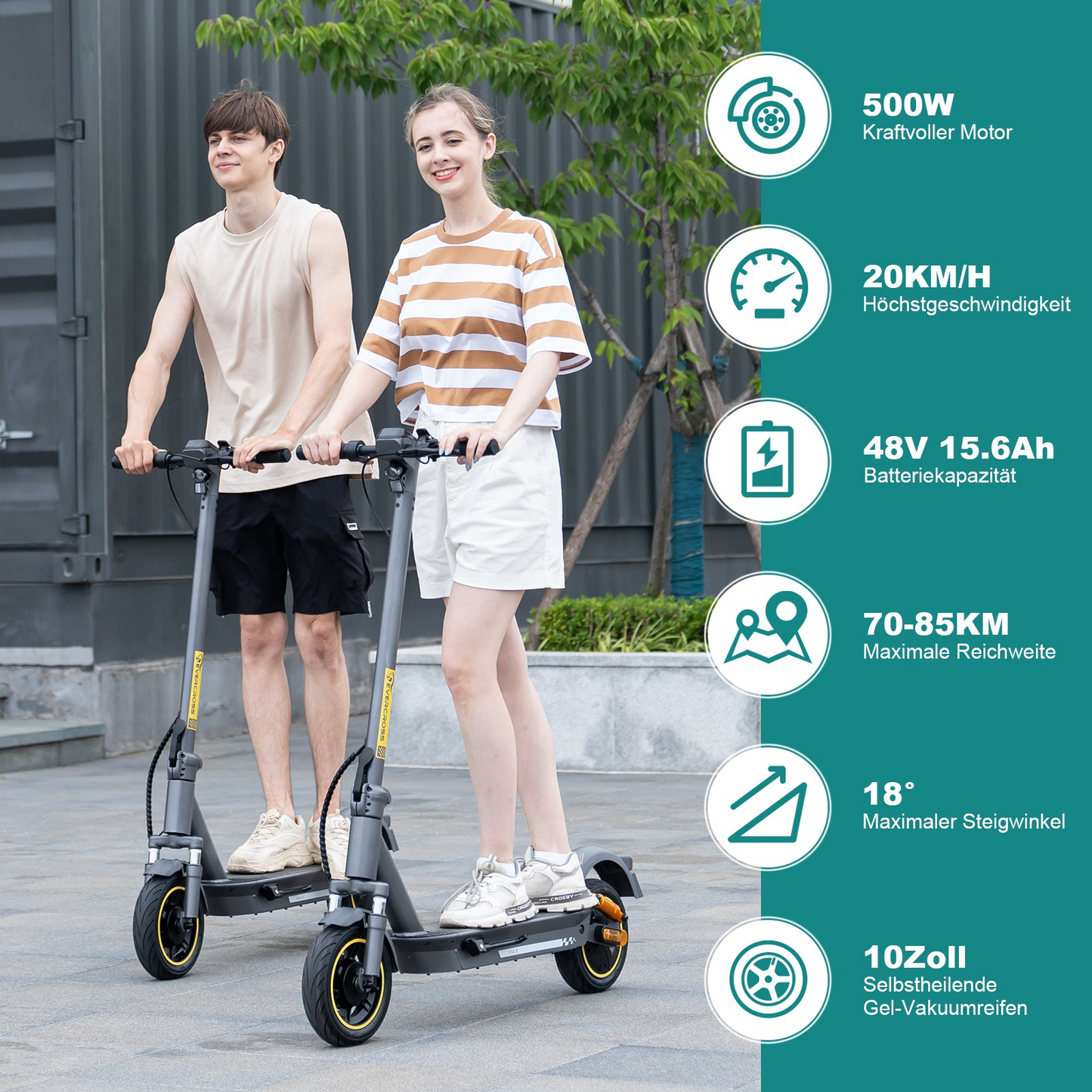 E-Scooter Evercross EV10S MAX 10" 500W mit ABE