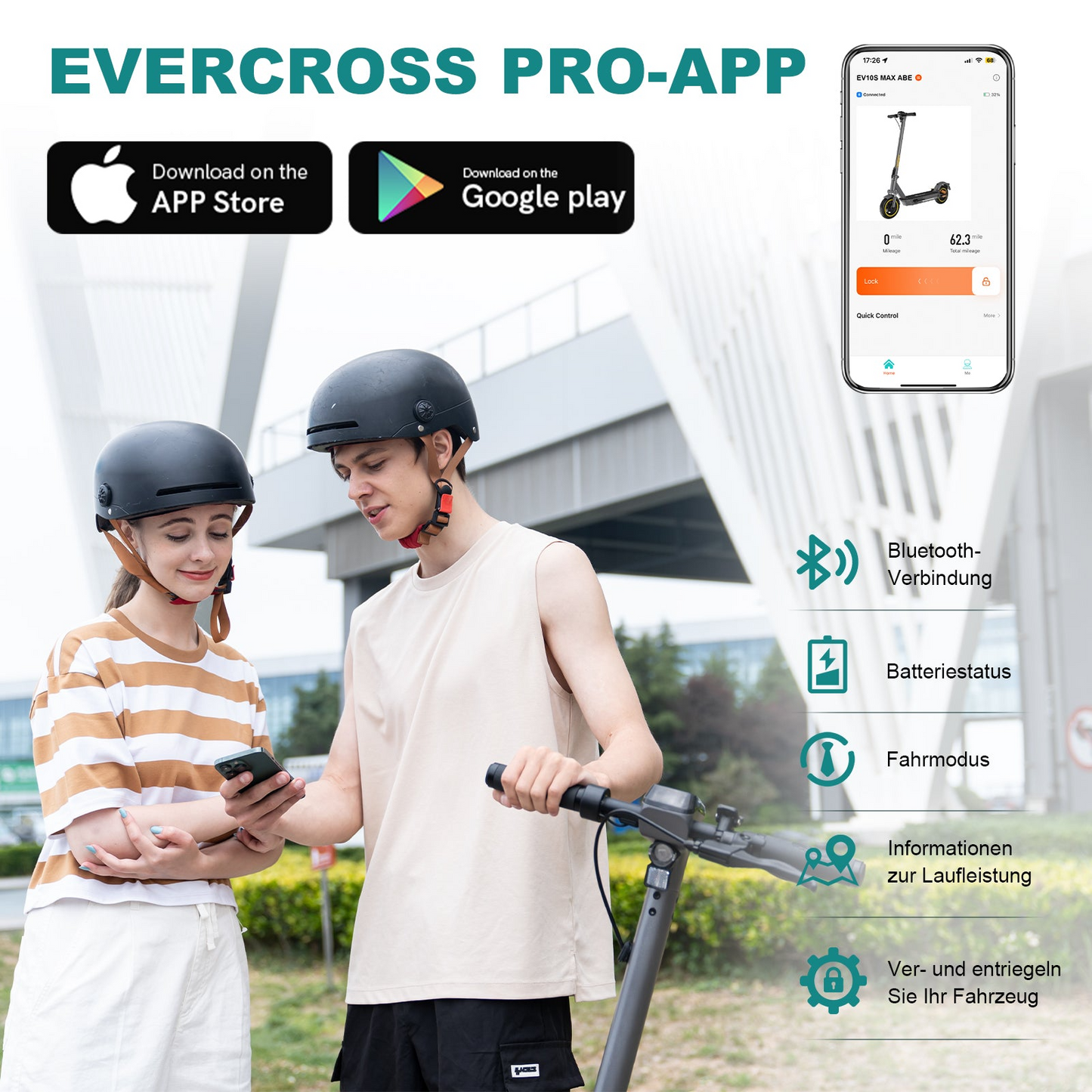 E-Scooter Evercross EV10S MAX 10" 500W mit ABE