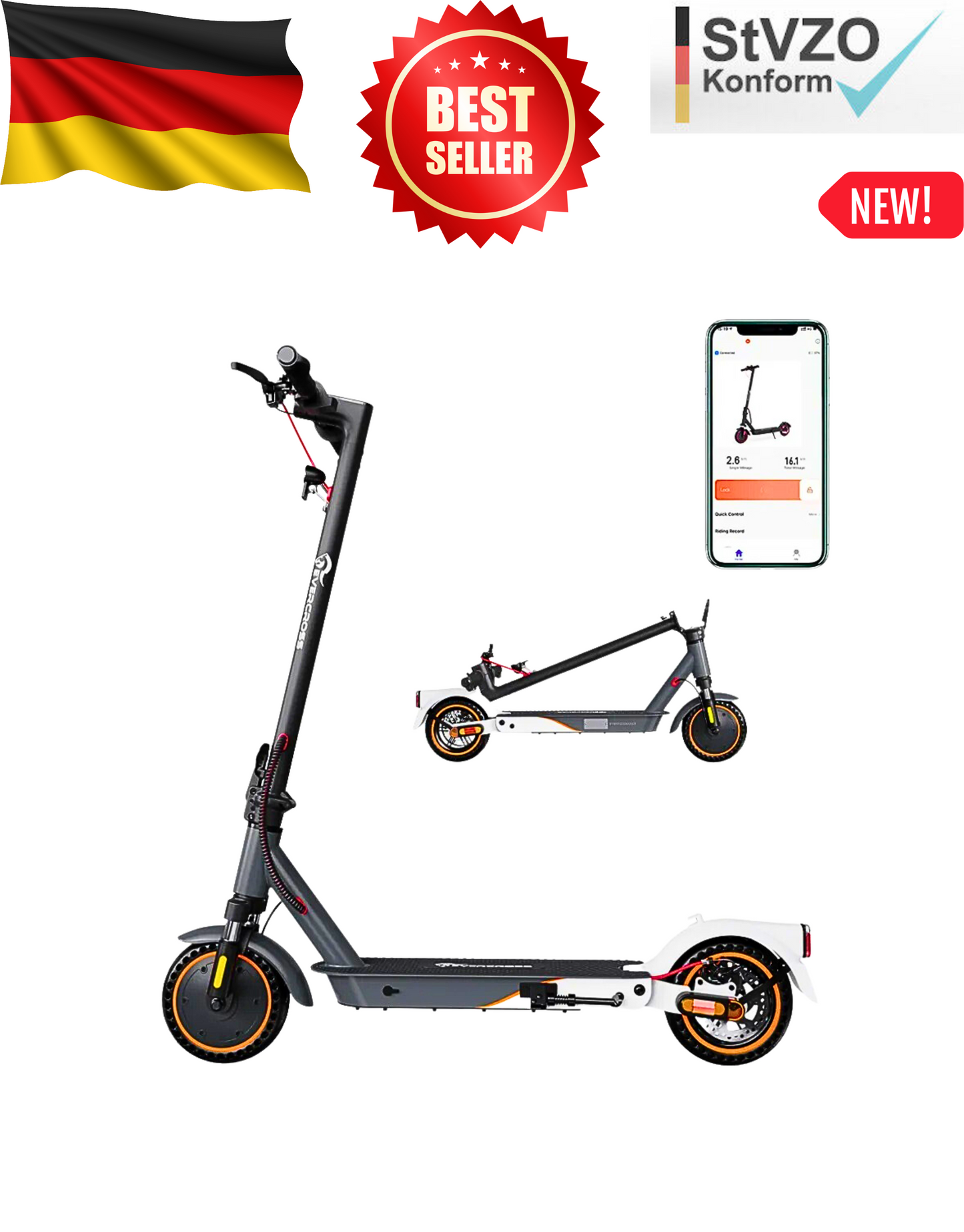 NEU E-Scooter Evercross EV85F 8,5 400W mit ABE