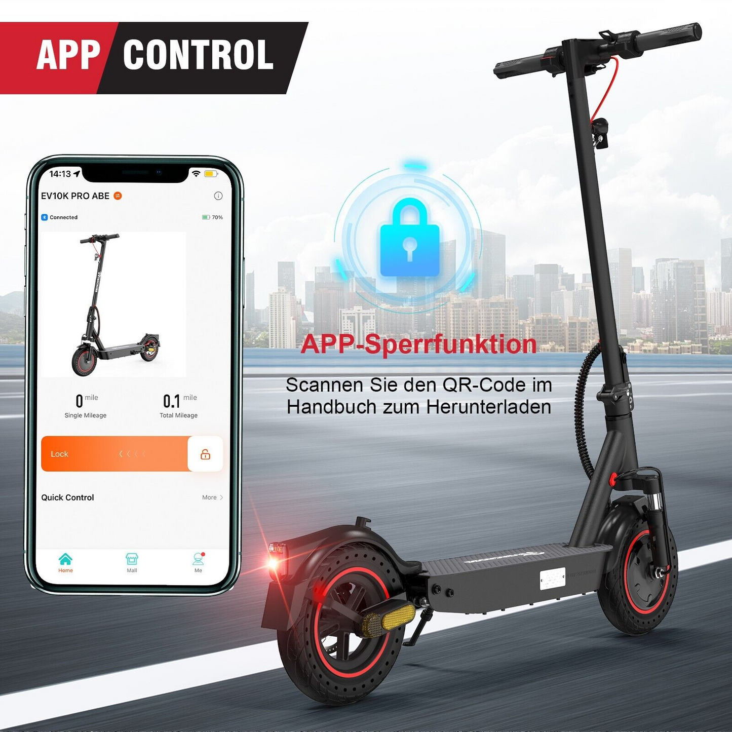 E-Scooter Evercross EV10K Pro 10" 400W mit ABE