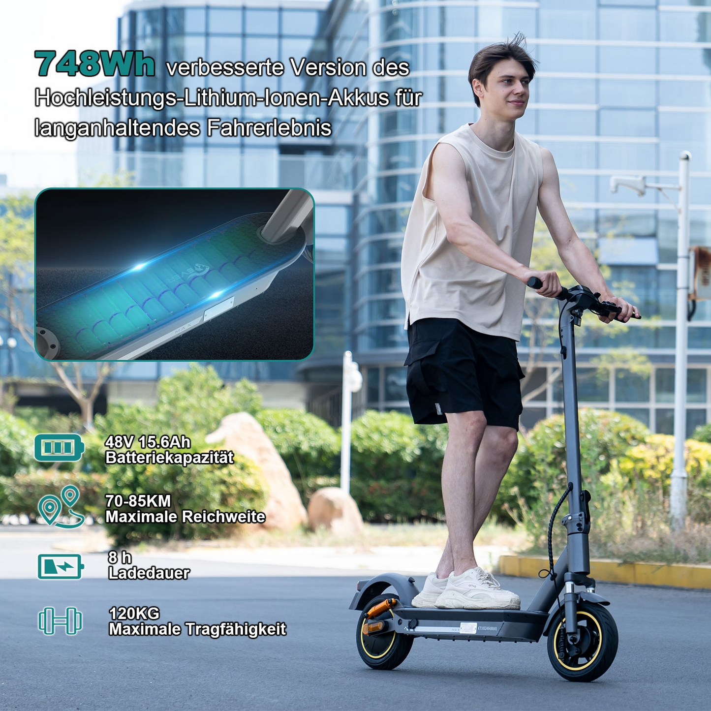 E-Scooter Evercross EV10S MAX 10" 500W mit ABE