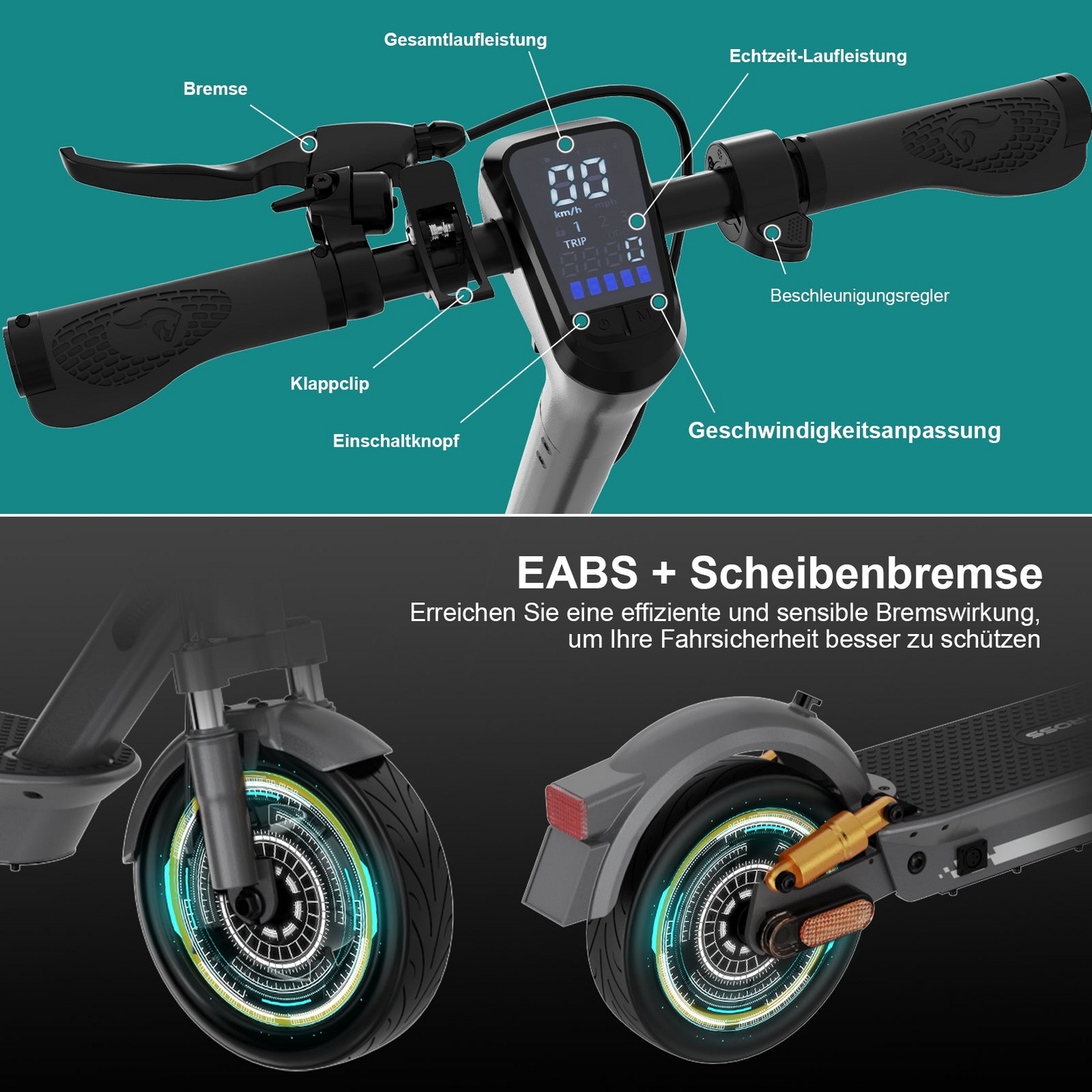 E-Scooter Evercross EV10S MAX 10" 500W mit ABE