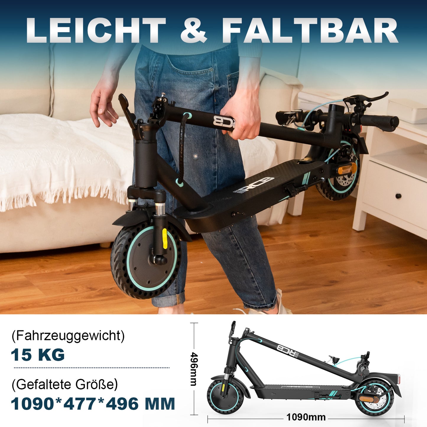 E-Scooter RCB EV85F 8,5" 400W mit ABE