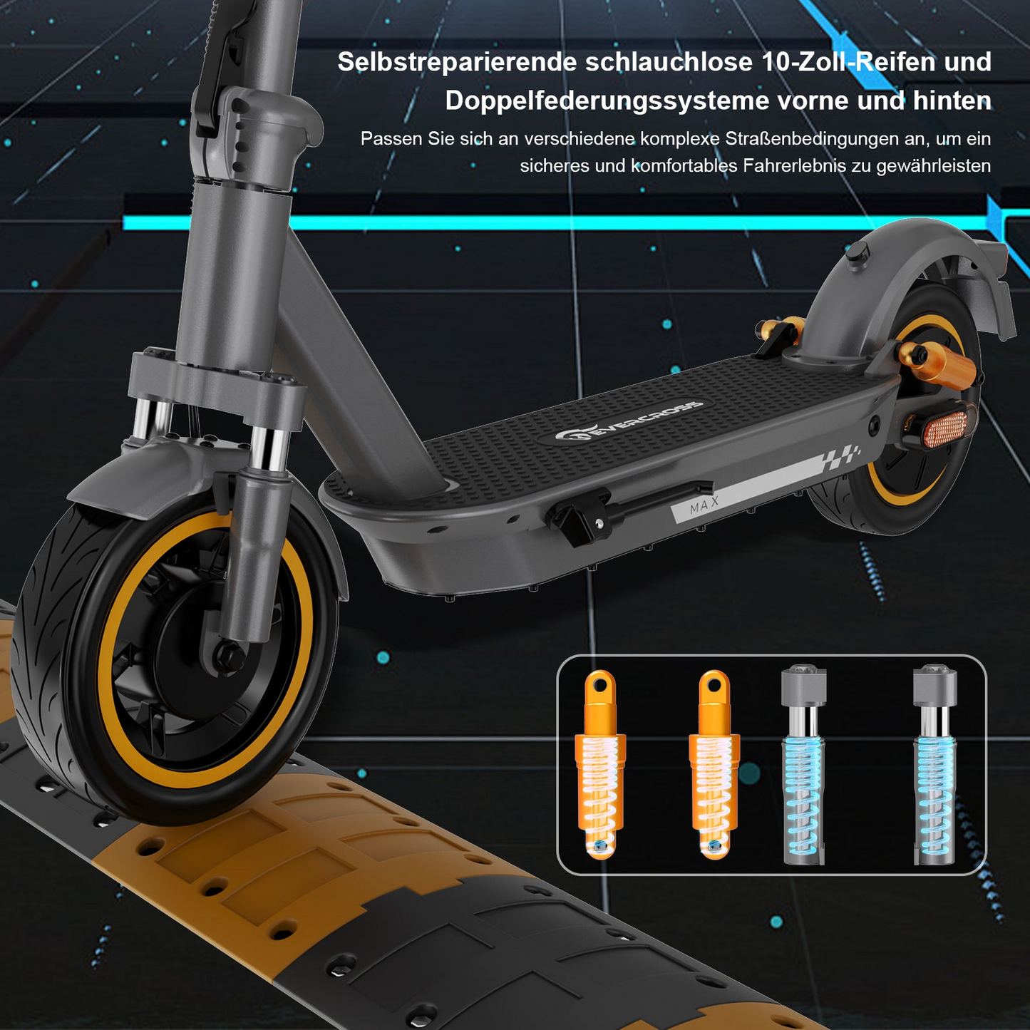 E-Scooter Evercross EV10S MAX 10" 500W mit ABE