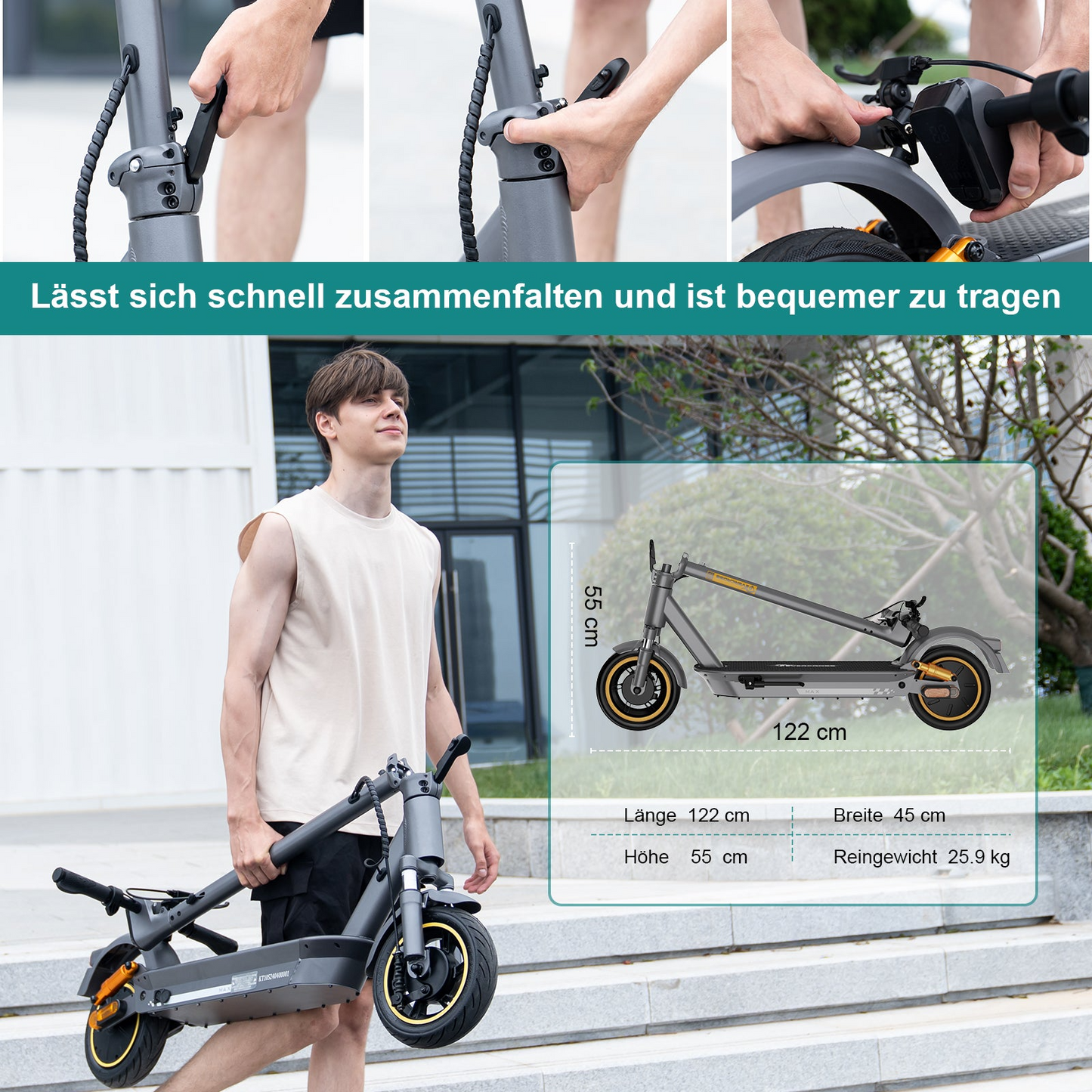 E-Scooter Evercross EV10S MAX 10" 500W mit ABE