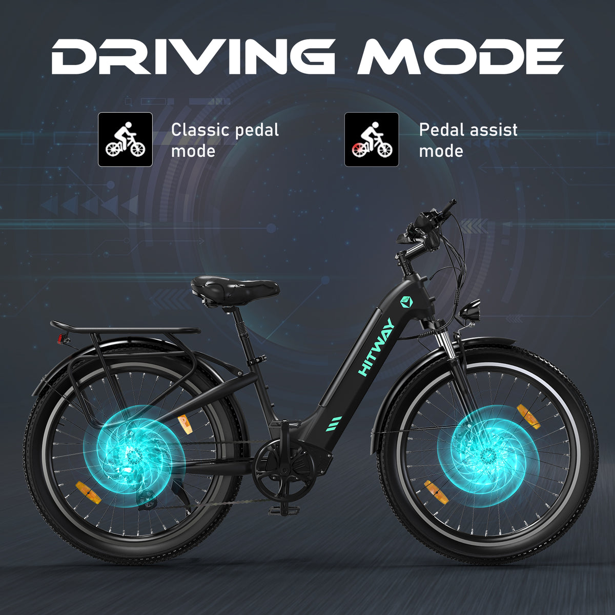 E-Bike HITWAY BK16 26" 250W 7-Gang SHIMANO Mountainbike