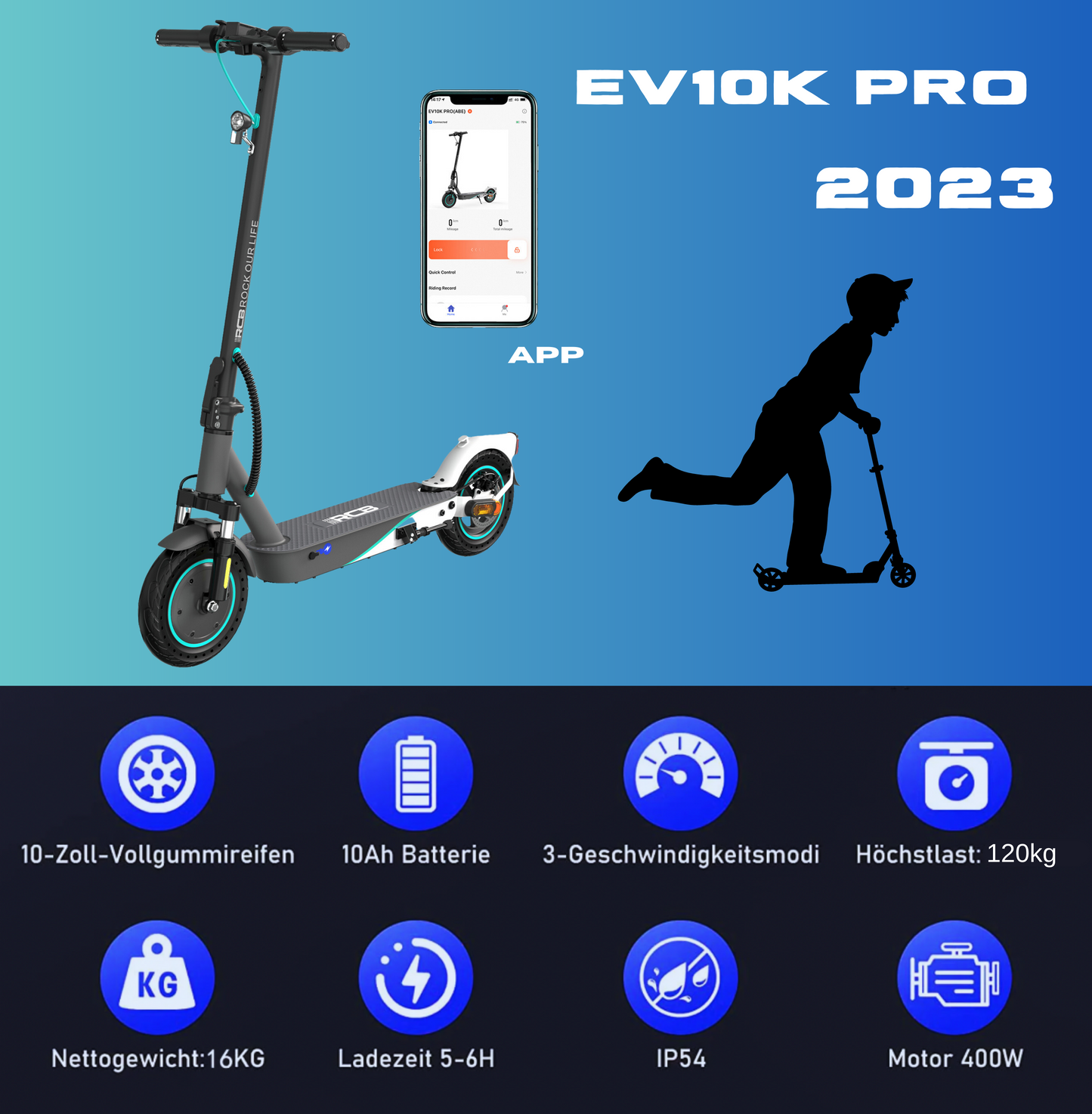 NEU E-Scooter RCB EV10K 10" 400W Pro mit ABE