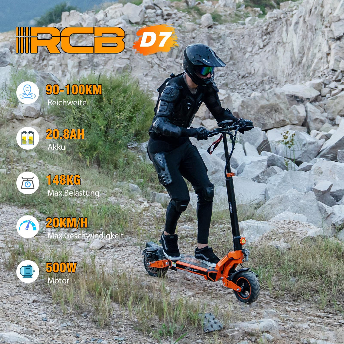 E-Scooter RCB D7 / D7 Pro 10" 500W mit ABE