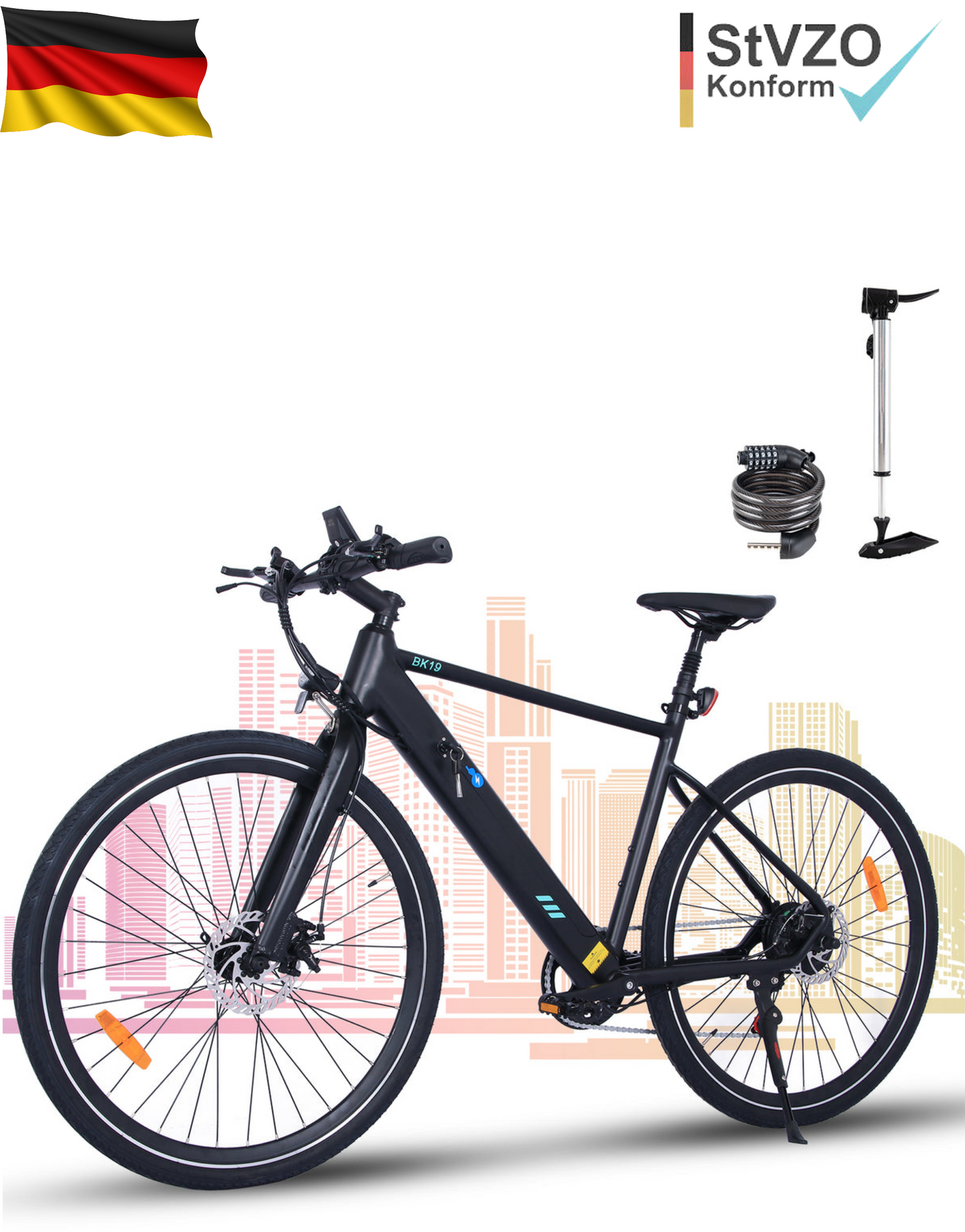E-Bike HITWAY BK19 700c 27,5" 250W 7-Gang SHIMANO Rennrad