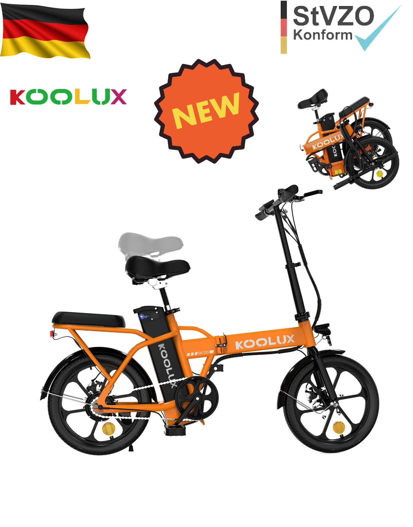 NEU E-Bike KOOLUX BK5S 16" Faltbar 250W