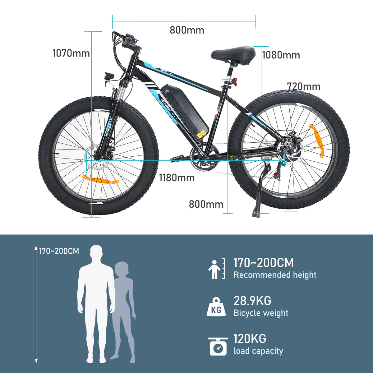 E-Bike HITWAY BK15 26*4,0 Zoll 250W 7-Gang SHIMANO Mountainbike