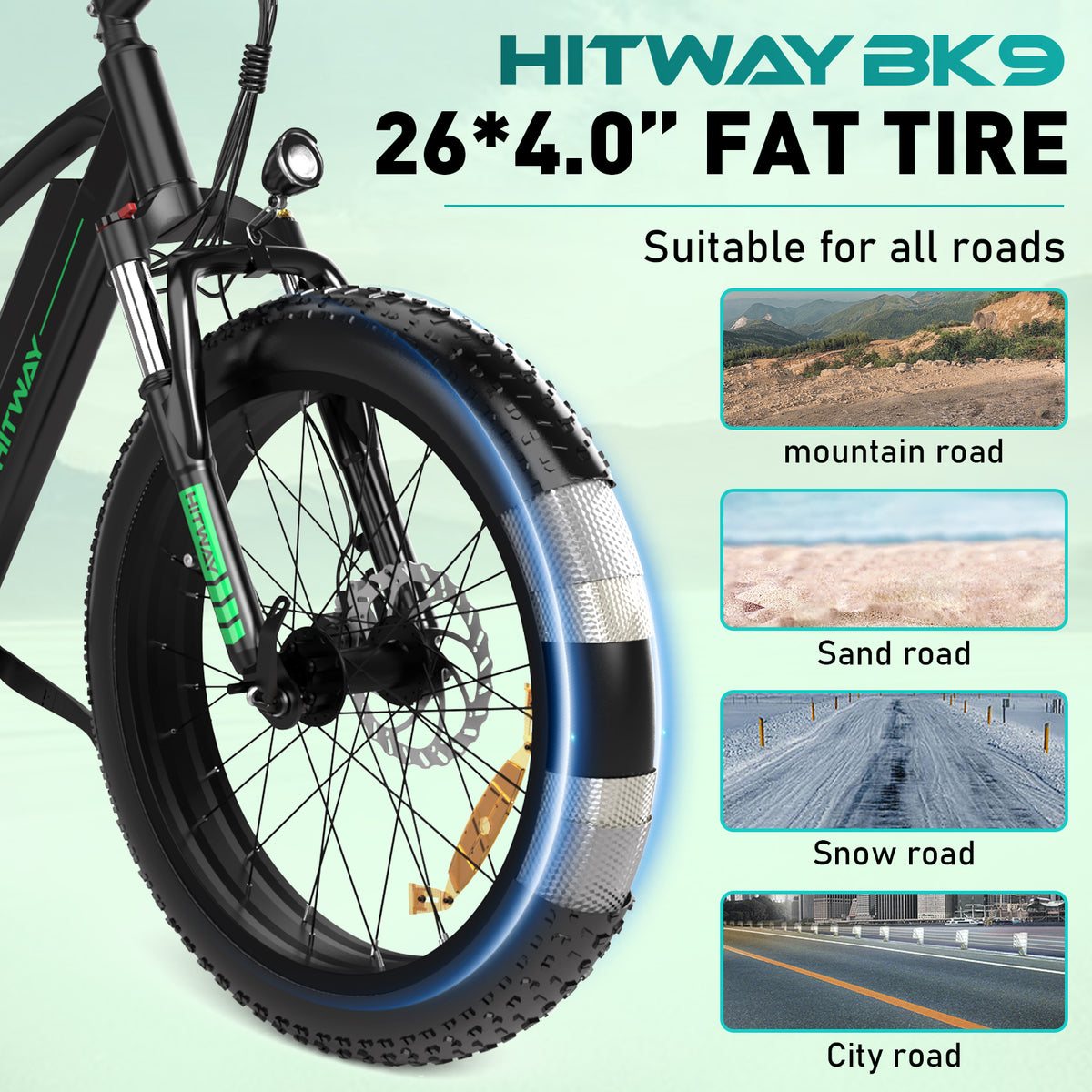 E-Bike HITWAY BK9 26*4,0 Zoll 250W 7-Gang SHIMANO Fat Tire