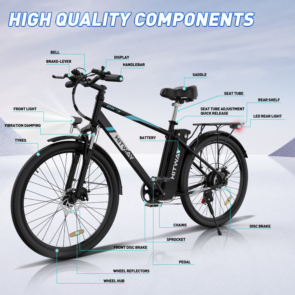 E-Bike HITWAY BK3S 26" 250W 7-Gang SHIMANO Mountainbike