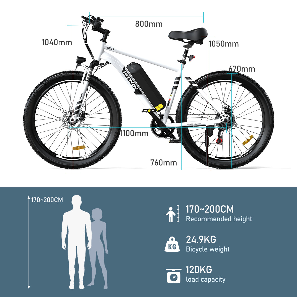 E-Bike HITWAY BK15 26*3,0 Zoll 250W 7-Gang SHIMANO Mountainbike