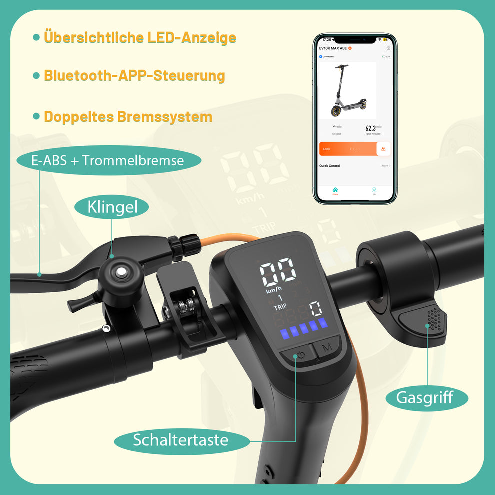 NEU E-Scooter Evercross EV10K MAX 10" 400W mit ABE