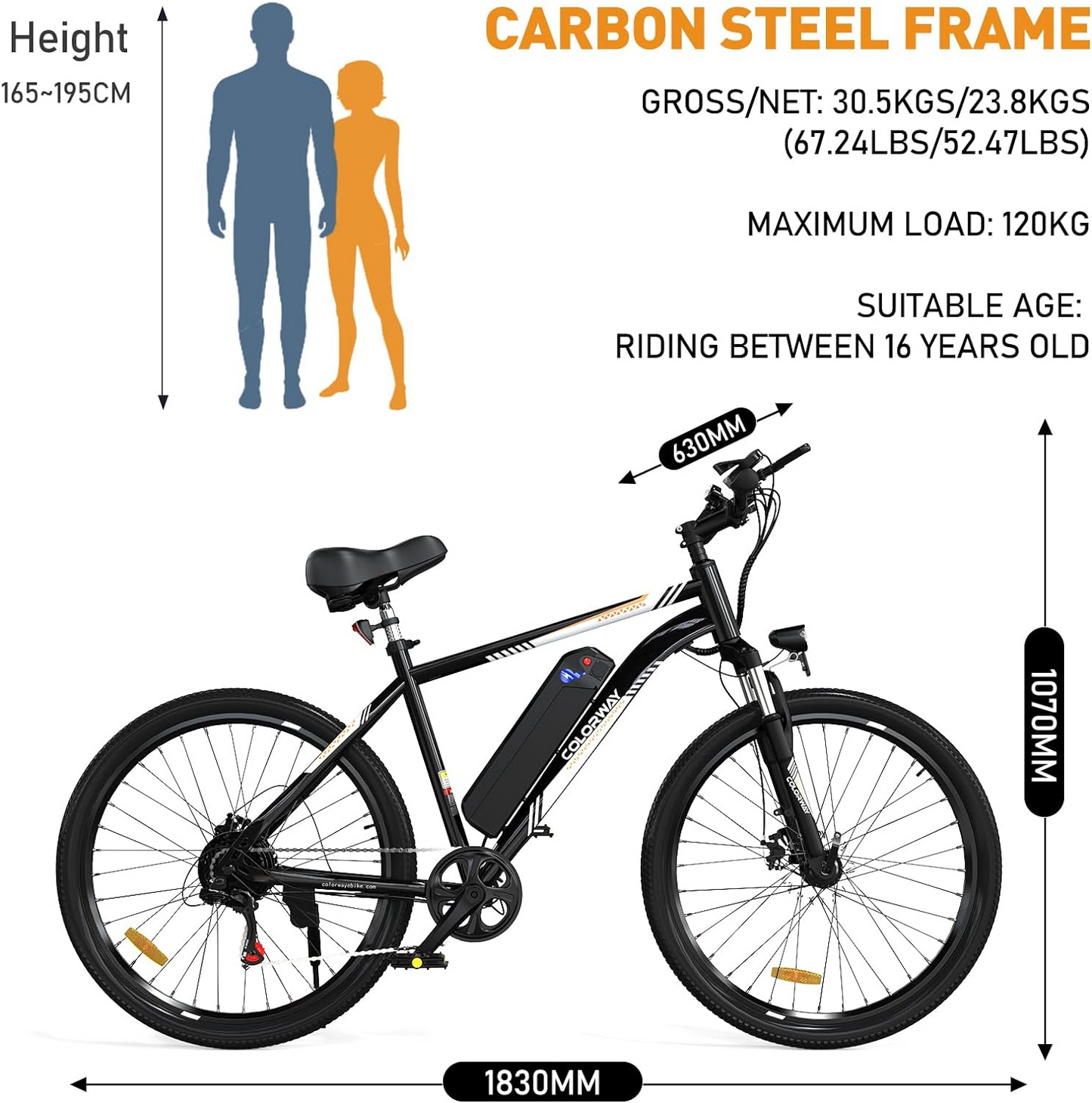 E-Bike Colorway BK15 26" 250W 7-Gang SHIMANO Mountainbike