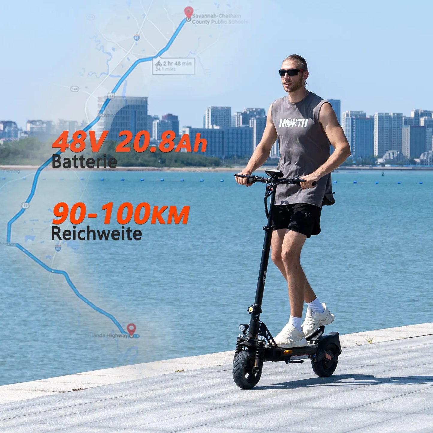 NEU E-Scooter RCB D5 10" 500W 48V/20.8 Ah mit ABE