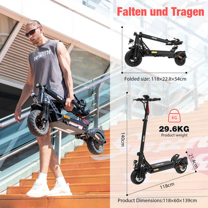 NEU E-Scooter RCB D5 10" 500W 48V/20.8 Ah mit ABE