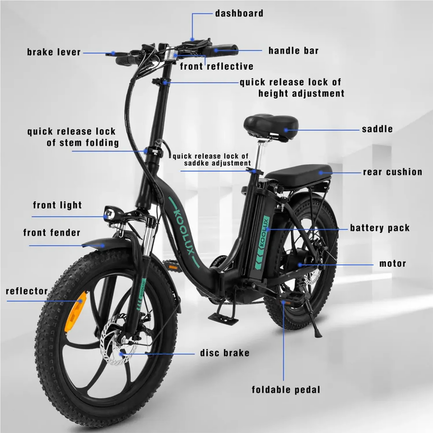 E-Bike KOOLUX BK6S 20" Faltbar 250W 7-Gang SHIMANO Mountainbike