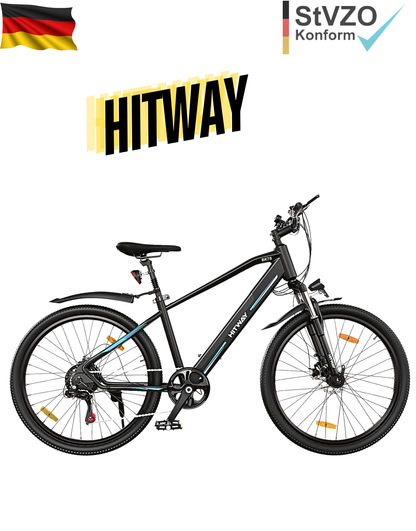 New E-Bike HITWAY BK7S 16" 250W 7-Gang SHIMANO Mountainbike