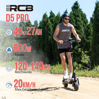 NEU E-Scooter RCB D5 10" 500W 48V/27Ah mit ABE und 140 km Reichweite